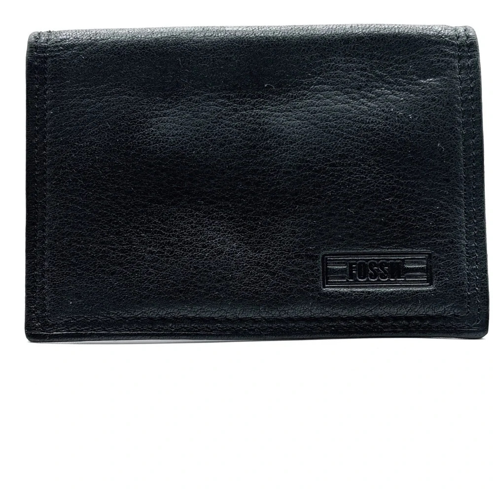 Fossil Black Leather Bifold Wallet Classic Minimalist Heritage EDC Dad Core